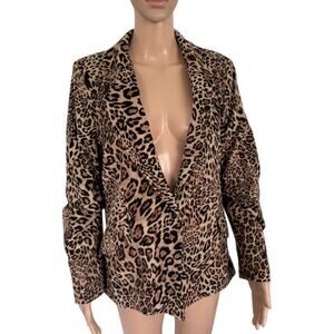 Miss Miss Leopard Print Blazer XL Made in Italy Y2K Mob Wife Statement Jacket